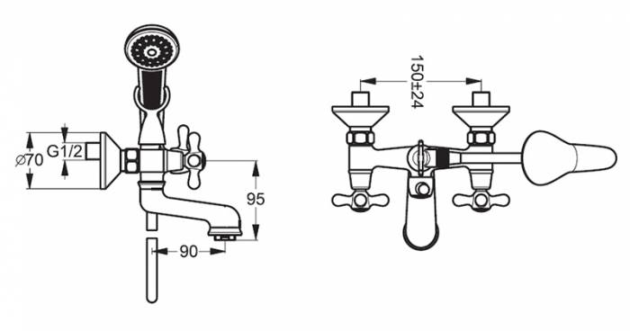 Смеситель для ванны VIDIMA Retro BA128AA. Фото